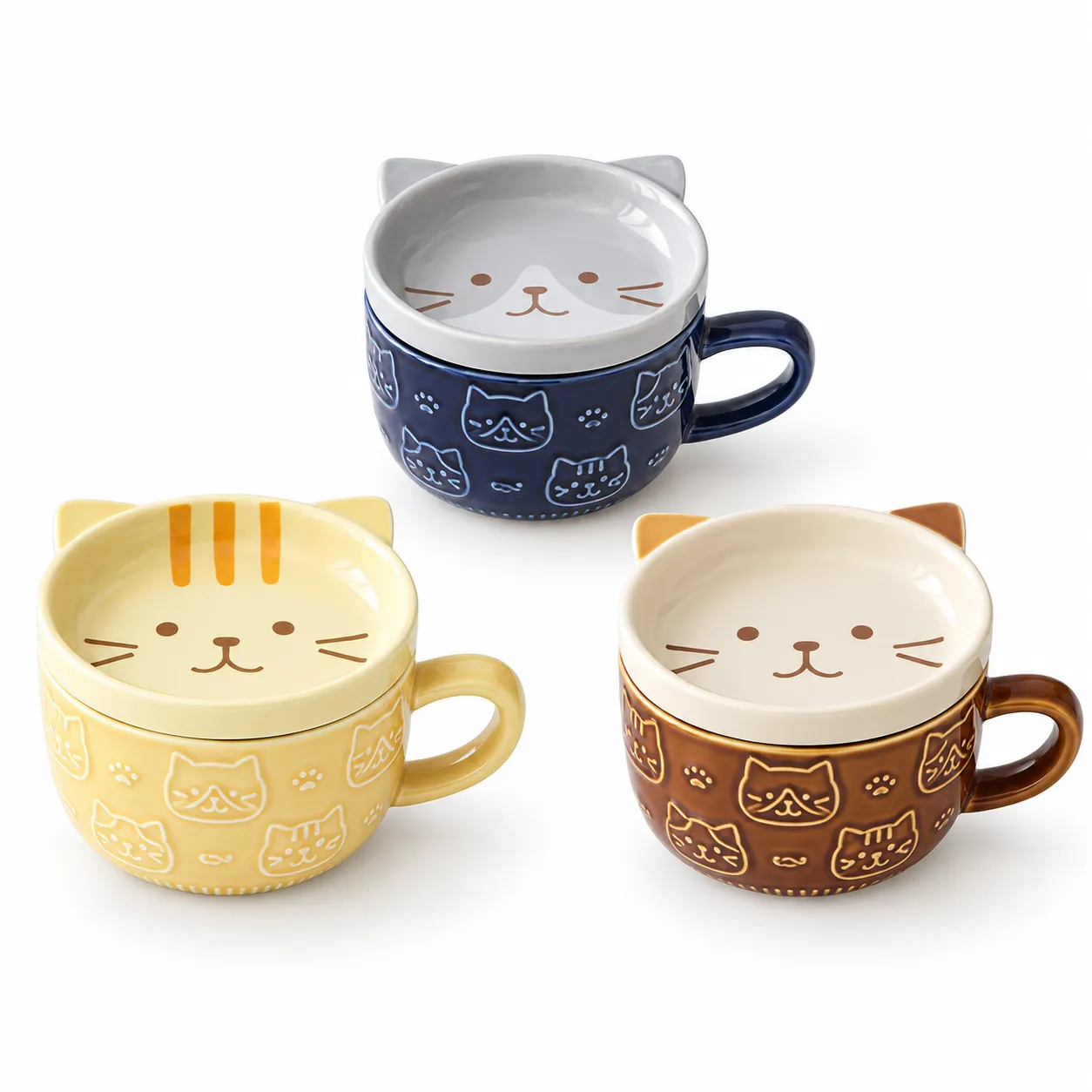 고양이 귀 뚜껑과 귀여운 고양이 찻잔 -  - Food Mach Tech