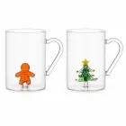 Klare Kaffeetasse mit Herz griff Niedlicher Lebkuchen mann & Weihnachts baum -  - Food Mach Tech