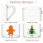 Klare Kaffeetasse mit Herz griff Niedlicher Lebkuchen mann & Weihnachts baum -  - Food Mach Tech