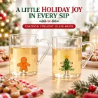 Klare Kaffeetasse mit Herz griff Niedlicher Lebkuchen mann & Weihnachts baum -  - Food Mach Tech