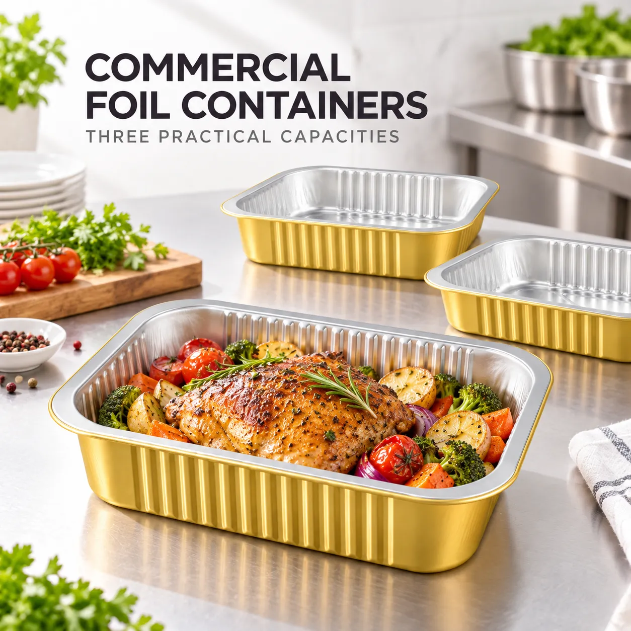 금 상업적인 알루미늄 호일 용기 (20 PC) -  - Food Mach Tech