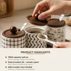 3-teiliges Keramik-Gewürzglas-Set mit Retro-Muster -  - Food Mach Tech