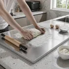 식품 등급 304 스테인레스 스틸 커팅 보드, 20mm 올려진 가장자리가있는 가역 가능한 듀얼 사이드 반죽 보드 -  - Food Mach Tech