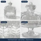 크라운 돔 뚜껑이있는 빈티지 양각 무연 크리스탈 유리 설탕 항아리 -  - Food Mach Tech