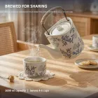 손으로 그린 푸른 꽃 장식 석기 주전자 세트 -  - Food Mach Tech