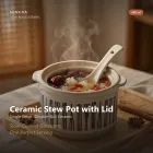 Retro hand bemalte Keramik-Eintopf-Schüssel mit Deckel und Griffen -  - Food Mach Tech