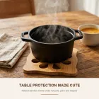 나무 만화 열 방지 시도, 냄비 및 그릇을위한 비 슬립 테이블 패드 -  - Food Mach Tech