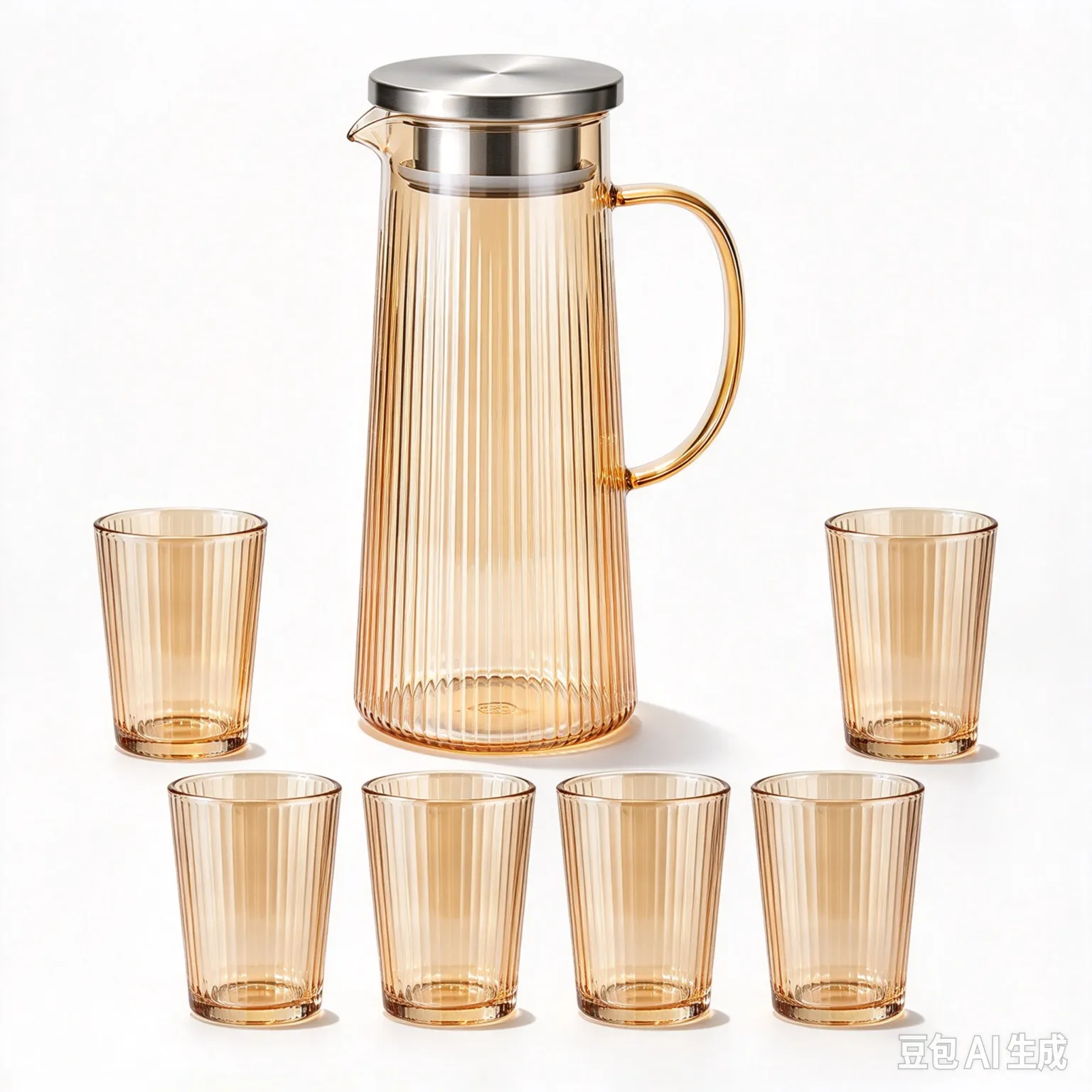 Geschliffener Glas-Pitcher mit Edelstahl-Deckel -  - Food Mach Tech