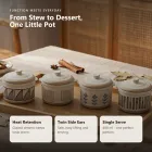 Retro hand bemalte Keramik-Eintopf-Schüssel mit Deckel und Griffen -  - Food Mach Tech
