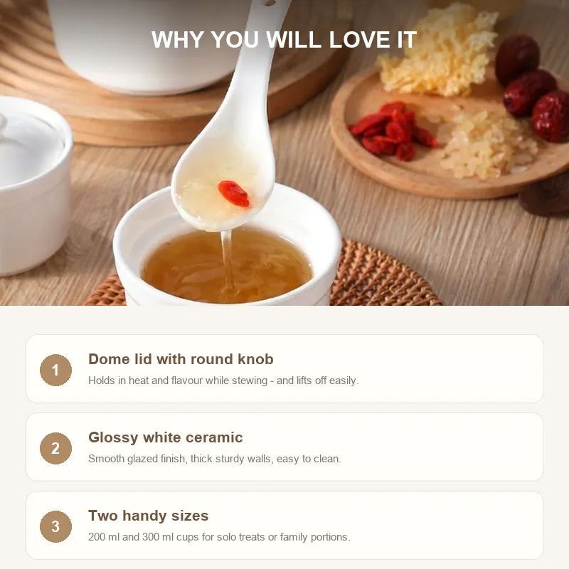 뚜껑이있는 세라믹 워터 바스 스튜 컵 -  - Food Mach Tech