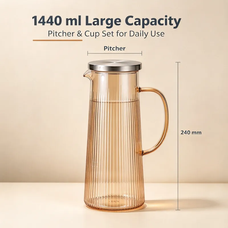 Geschliffener Glas-Pitcher mit Edelstahl-Deckel -  - Food Mach Tech