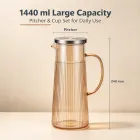 Geschliffener Glas-Pitcher mit Edelstahl-Deckel -  - Food Mach Tech