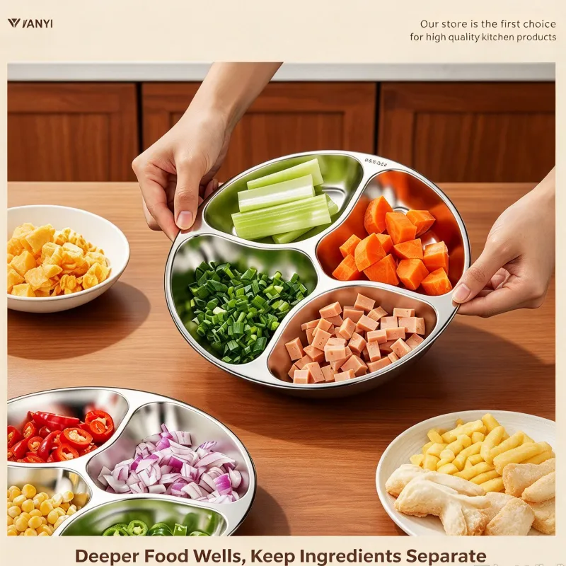 4 구획 304 스테인레스 스틸 분할 판 -  - Food Mach Tech