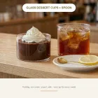 사쿠라 숟가락을 가진 내열 유리 디저트 푸딩 컵 -  - Food Mach Tech