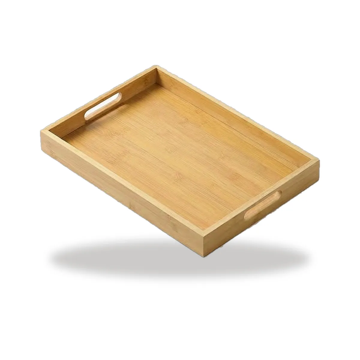 Servier tablett aus natürlichem Bambus mit Griffen, rechteckiges Holz tablett für Tee, Kaffee, Frühstück, Hotel -  - Food Mach Tech