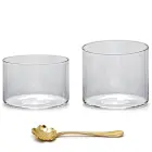사쿠라 숟가락을 가진 내열 유리 디저트 푸딩 컵 -  - Food Mach Tech