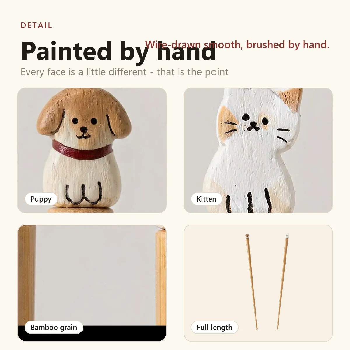 Niedliche Hunde-und Katzen patze, Bambus stäbchen, leichter natürlicher Bambus für tägliche Mahlzeiten, Sushi & Geschenk (10 Stück) -  - Food Mach Tech