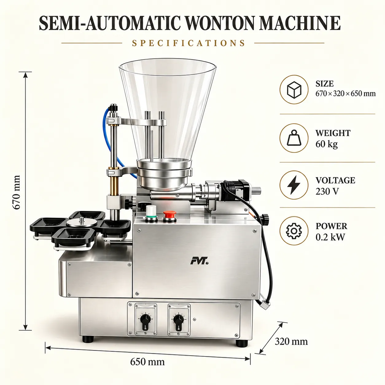 Halbautomat ische Wonton-Maschine -  - Food Mach Tech