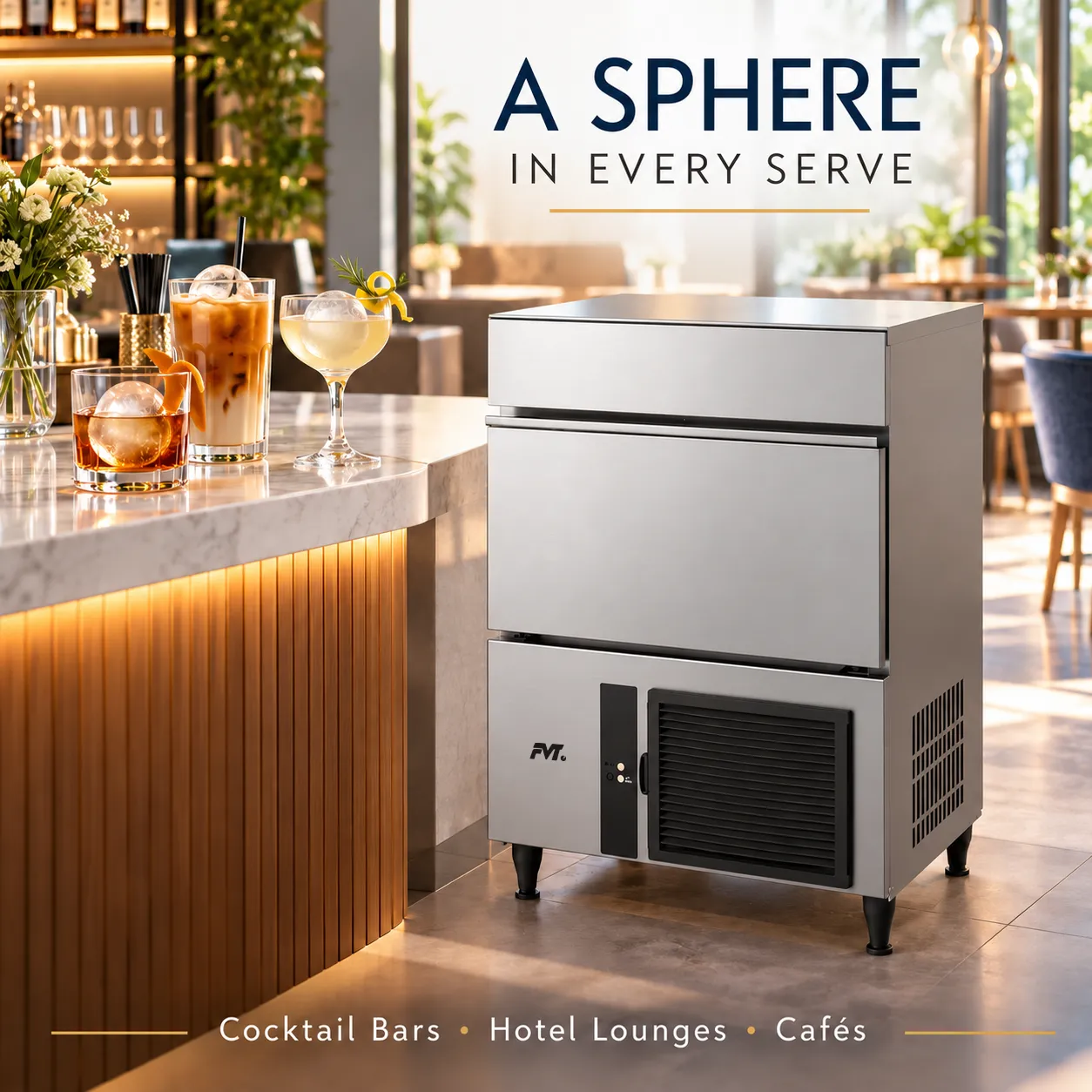 Kommerzieller kugelförmiger Eismacher für Bar, Hotel Lounge & Café -  - Food Mach Tech