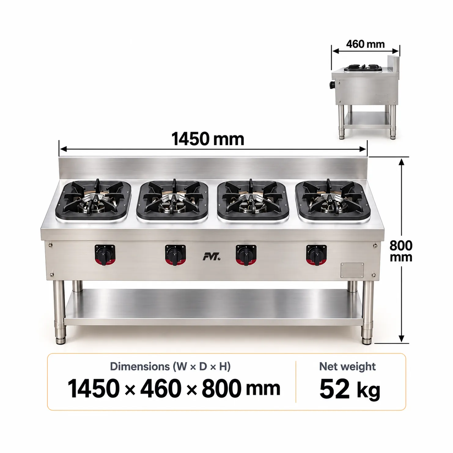 4-버너 상업 점토 냄비 스토브 -  - Food Mach Tech