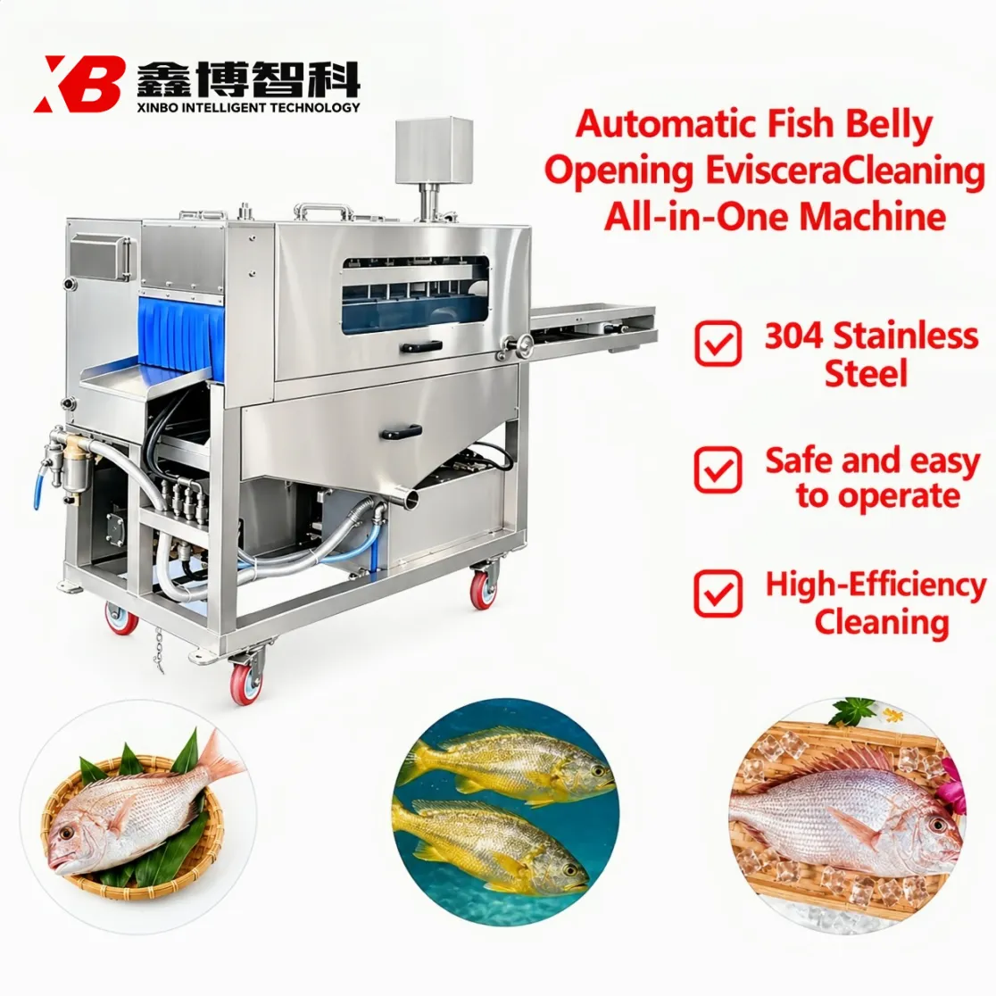 เครื่องปลาเนื้อ XBF-228อัตโนมัติสองชิ้นและผีเสื้อ filleting, หนึ่งเครื่องฟังก์ชั่นคู่สำหรับปลา - สายการผลิตผลิตปลา - foodmachtech