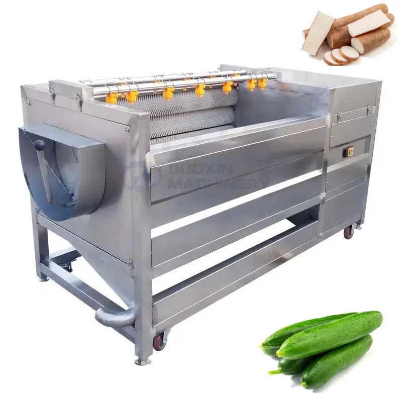 Automatische Bürste Waschmaschine für Yam Cassava Automatische Bürste Waschmaschine für Gemüse verarbeitung linie - Wasch-und Luft trocknungs system - foodmachtech