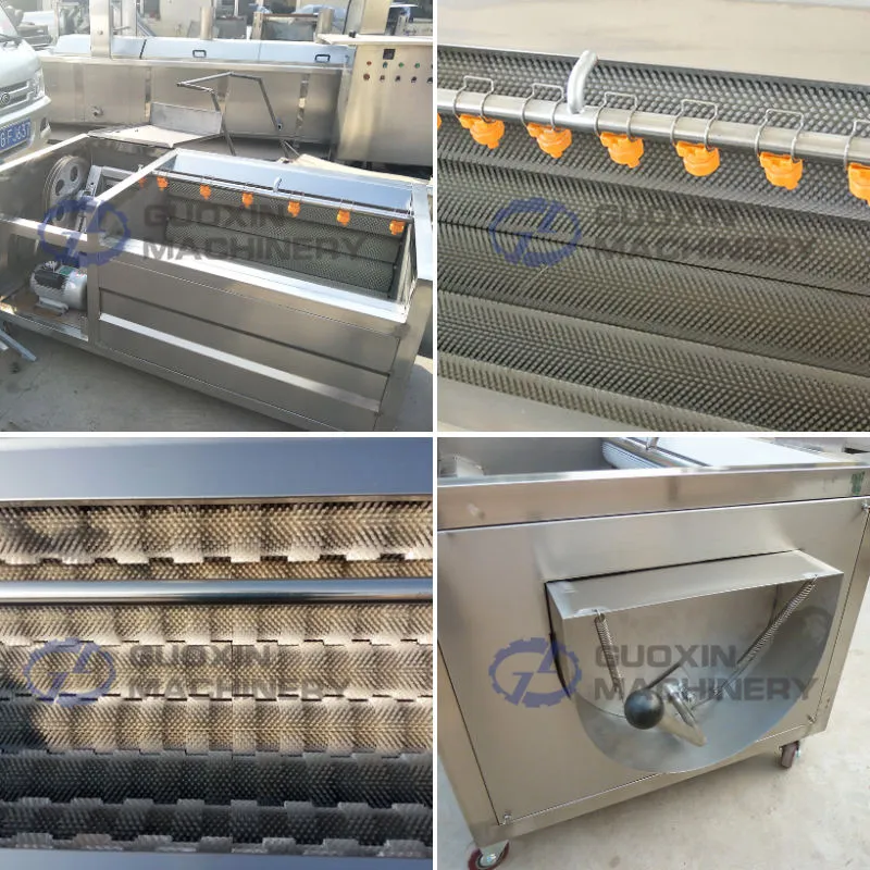 Automatische Bürste Waschmaschine für Yam Cassava Automatische Bürste Waschmaschine für Gemüse verarbeitung linie - Wasch-und Luft trocknungs system - foodmachtech