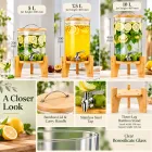 High Borosilicate Glass Beverage Dispenser with Bamboo Stand and Tap -  - Food Mach Tech