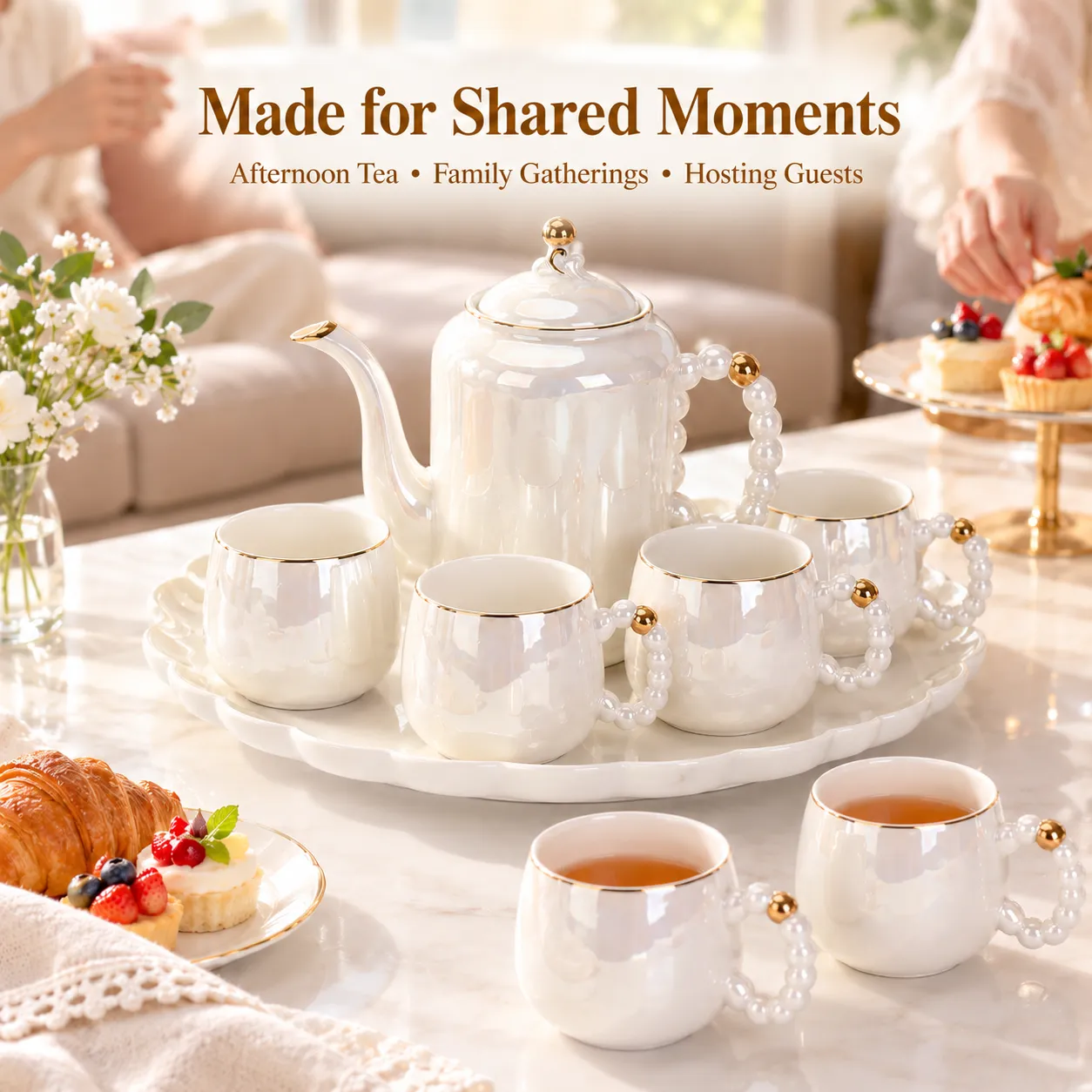 Light Luxury Pearl White Kettle Set -  - Food Mach Tech