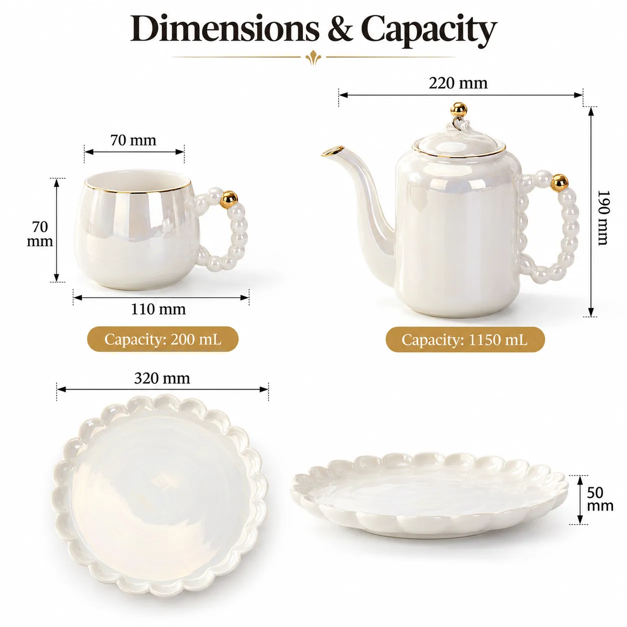 Light Luxury Pearl White Kettle Set -  - Food Mach Tech