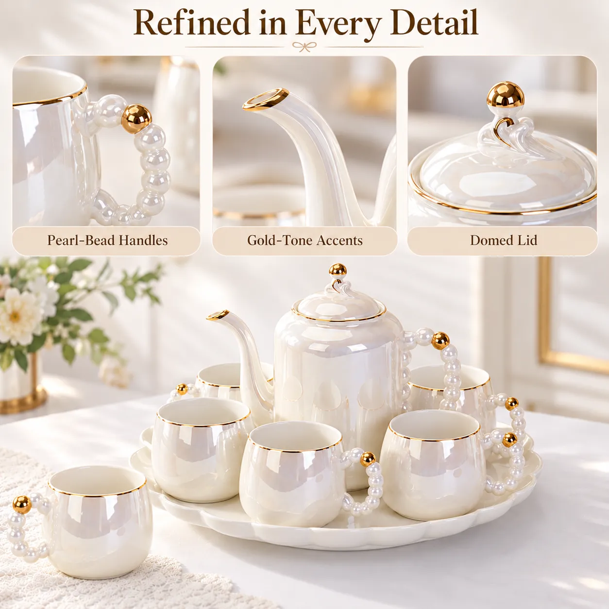 Light Luxury Pearl White Kettle Set -  - Food Mach Tech