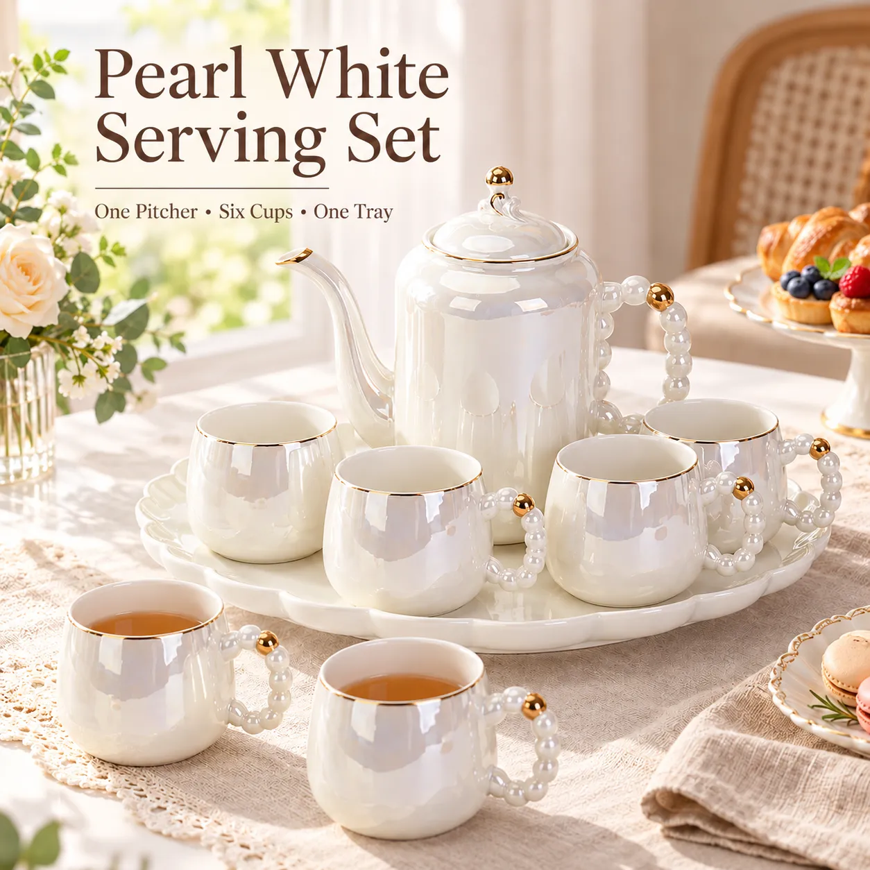 Light Luxury Pearl White Kettle Set -  - Food Mach Tech