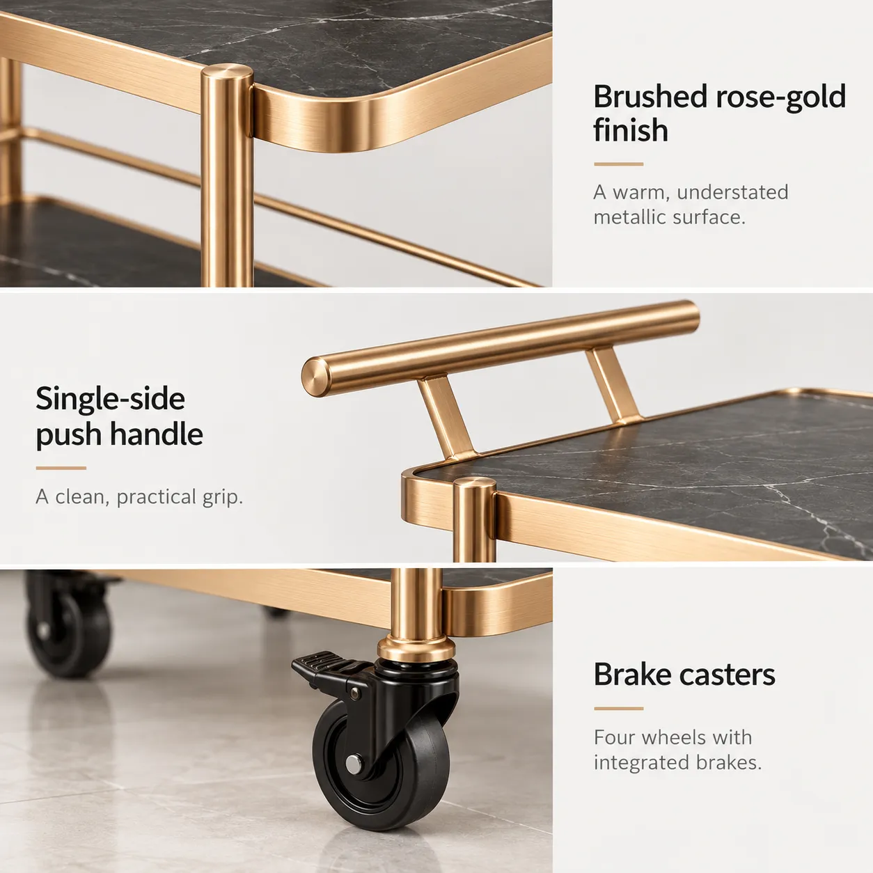 Mobile Service Trolley with Brake Wheels for Hotel, Restaurant, Bar ...